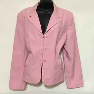 E-32 Sag Harbor PLUS SIZE 16 Pink Dotted Blazer Suit Jacket
